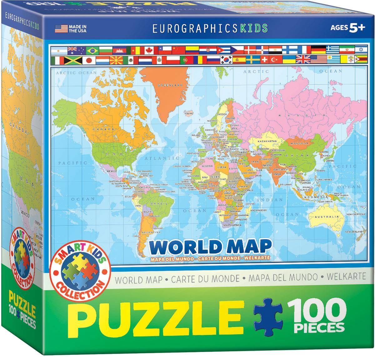 Eurographics Puzzle 100 Smartkids World Map 6100-1271 -