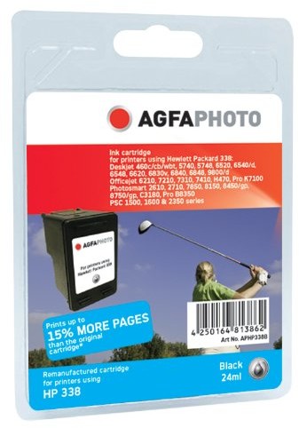 Agfa Photo Kartridż na tusz czarny kompatybilny z HP338 (C8765EE) nadaje się do drukarki HP Deskjet 5740/6520/6540 APHP338B