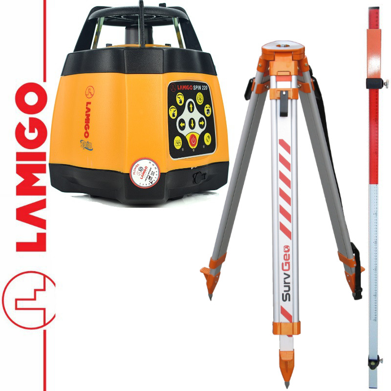 LAMIGO Niwelator laserowy SPIN 220 + Statyw aluminiowy + Łata laserowa 2,4m 133030 + 1009105 + 1009200