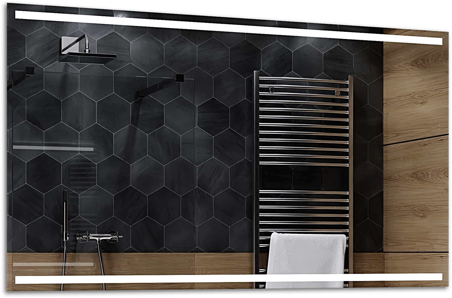 Alasta Lustro Łazienkowe z Podświetleniem LED - rozmiar 100x80cm - zimny kolor LED - Model Denver