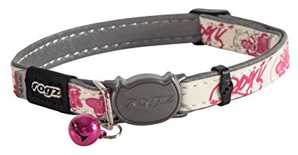Rogz cb09-K paskiem na szyję Cat Reflective Glow-in-the-Dark, S, biały/różowy