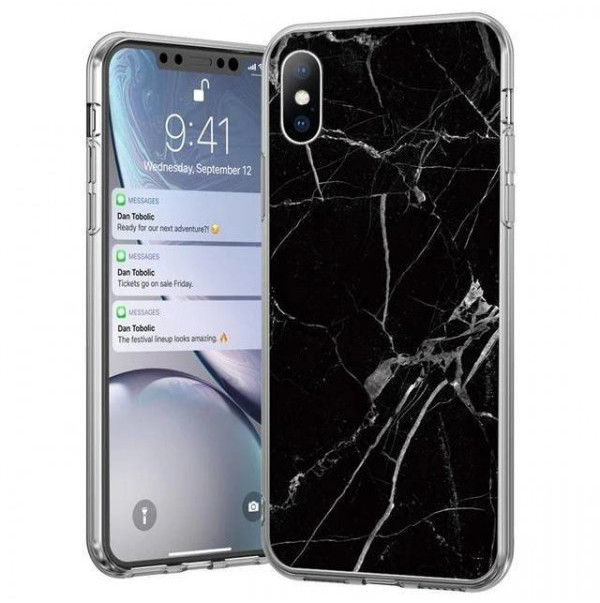 Wozinsky Marble żelowe etui pokrowiec marmur Samsung Galaxy A71 czarny - Czarny