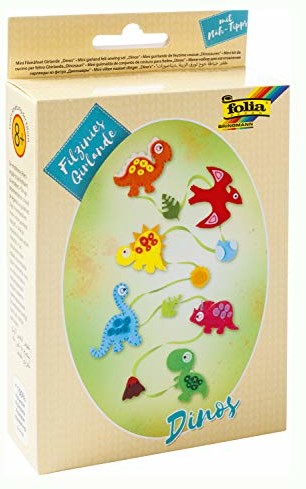folia Folia 52932 mini zestaw do szycia z filcu dla dzieci, girlandy, dinozaury, kolorowy