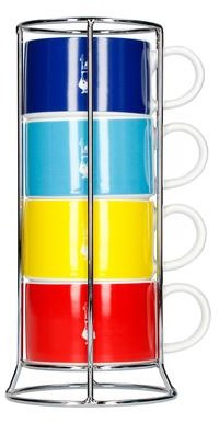 Bialetti Color Zestaw 4 filiżanek do cappuccino na stojaku 99TAZZ111