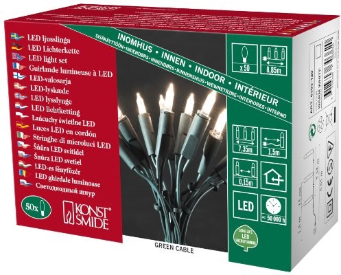 Konstsmide 6303  120 Mini/do użytku wewnątrz pomieszczeń (IP ) 230 V wewnętrzny/One String/50 ciepło białych diod LED/przewód zielony 6303-120EE