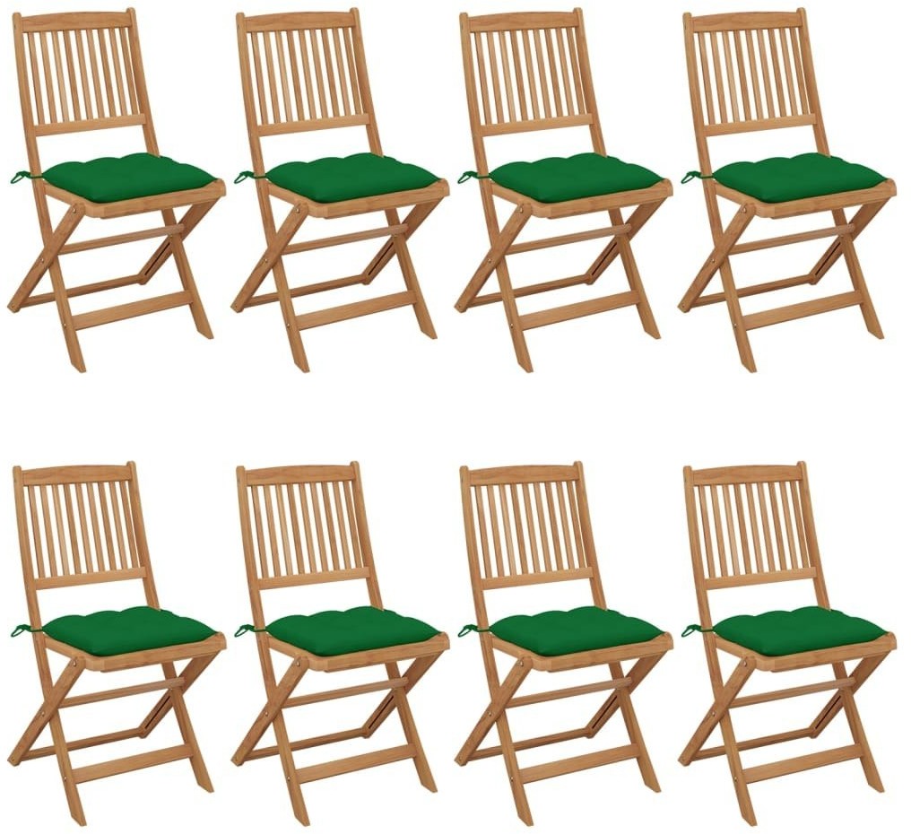 vidaXL Lumarko Składane krzesła ogrodowe z poduszkami, 8 szt., drewno akacjowe! 3075041