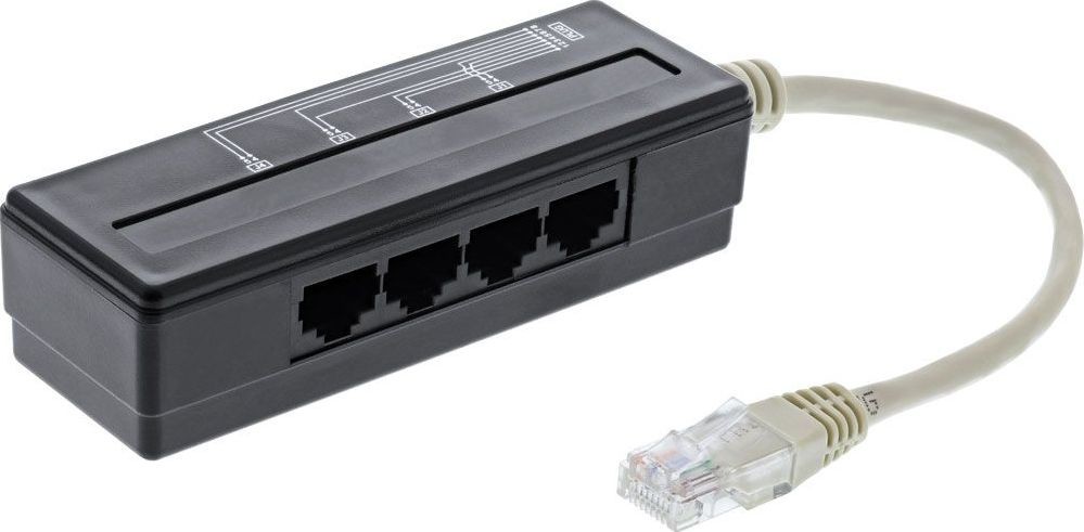 InLine InLine 4-portowy rozgałęźnik portu telefonicznego męski rozdzielacz RJ45 na 4x RJ45 żeński 0,15 m 69995A