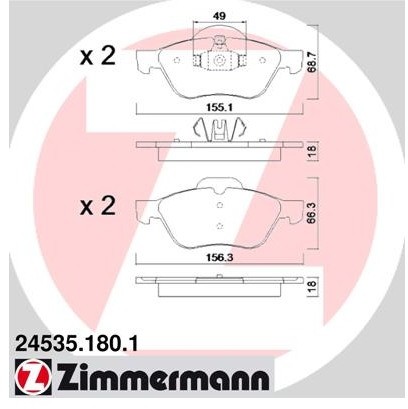 top ZIMMERMANN Zestaw klocków hamulcowych, hamulce tarczowe 24535.180.1
