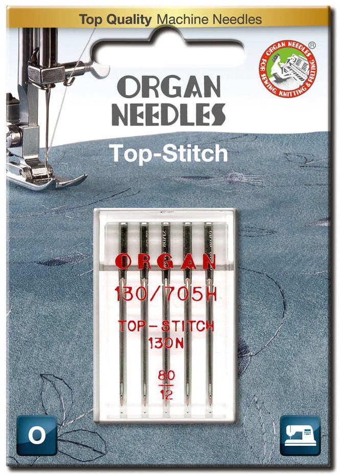 Organ Igła półpłaska 130/705H top-stitch 130N z powiększonym oczkiem 80 blistr