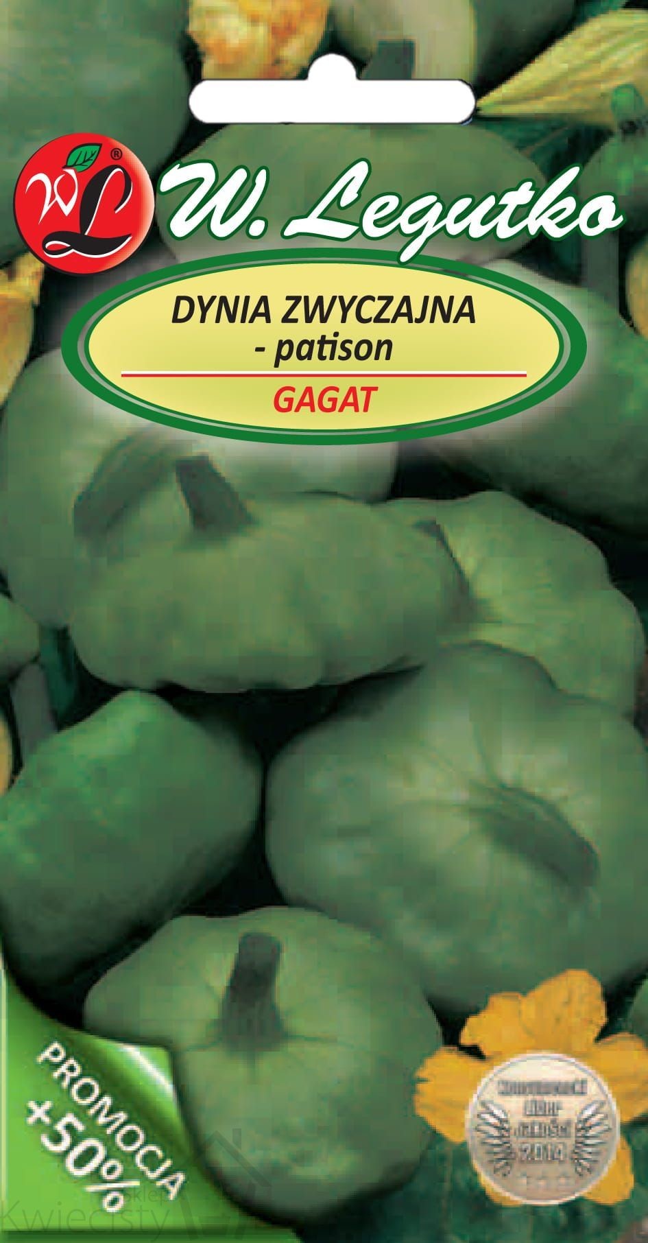 Legutko sp. z o.o Nasiona Dynia zwyczajna-patison Gagat, zielony, 3g