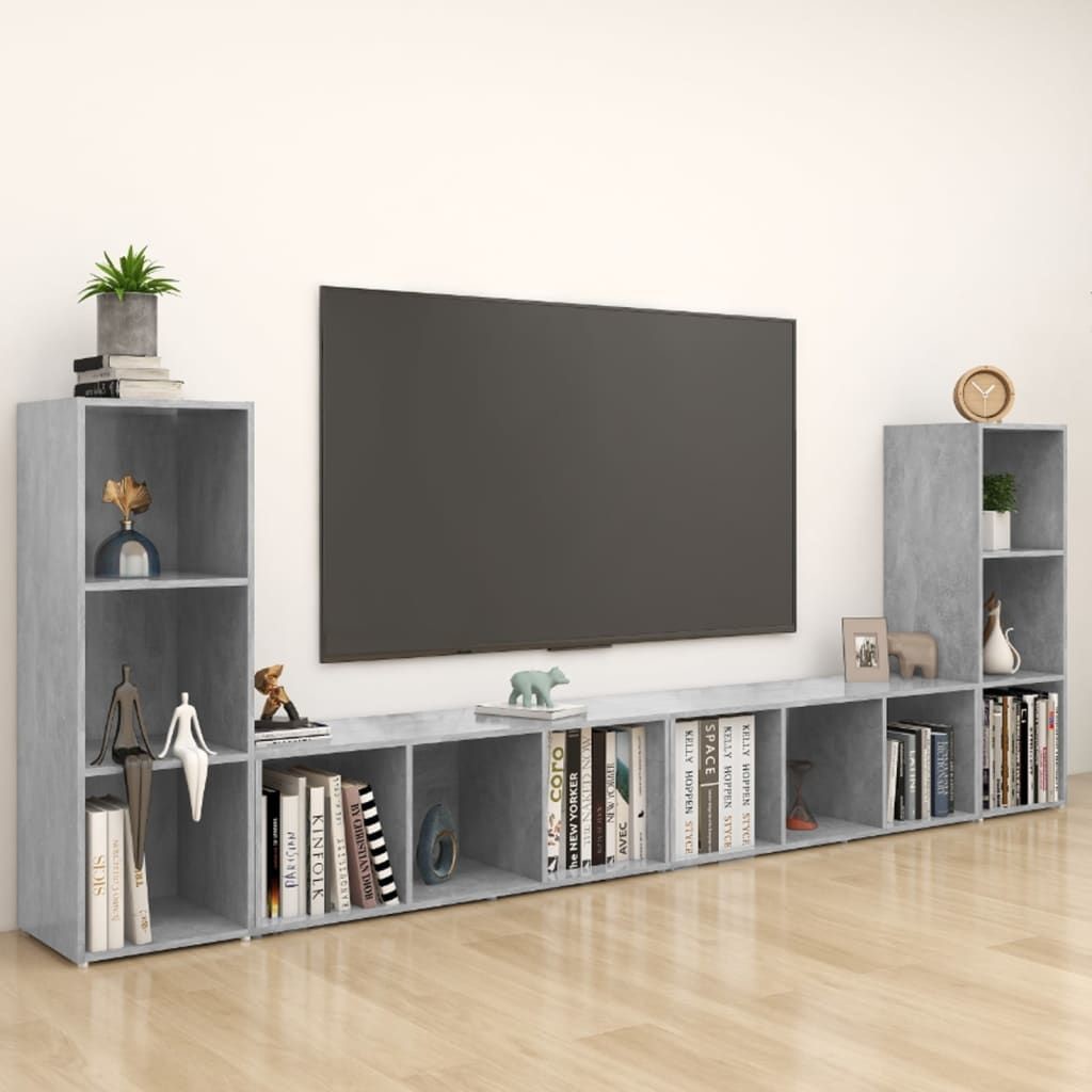 vidaXL Lumarko Szafki TV, 4 szt., szarość betonu, 107x35x37 cm, płyta wiórowa 3080037