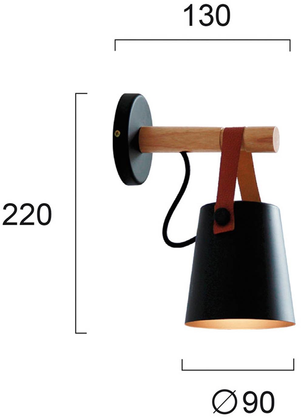 Viokef Lampa ścienna Vetra ze stalowym kloszem, czarna