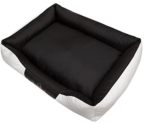 Hobbydog r1cepbcz5 koszyk na łóżko dla psa/na sofę/Cesar Perfect ze sztucznej skóry, kodura, biały/czarny, rozmiar R1, 65 x 52 x 20 cm 5902052048045