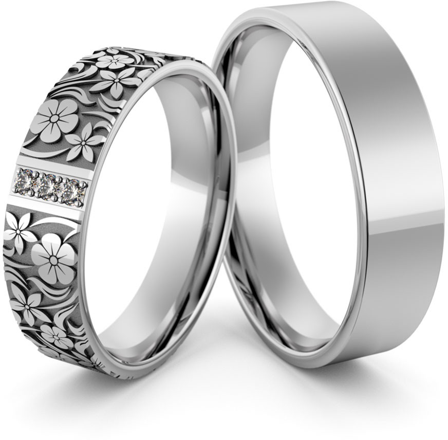 Eminence Obrączki srebrne z kwiatkami i kolorowymi cyrkoniami - wzór Ag-397 Ag-397