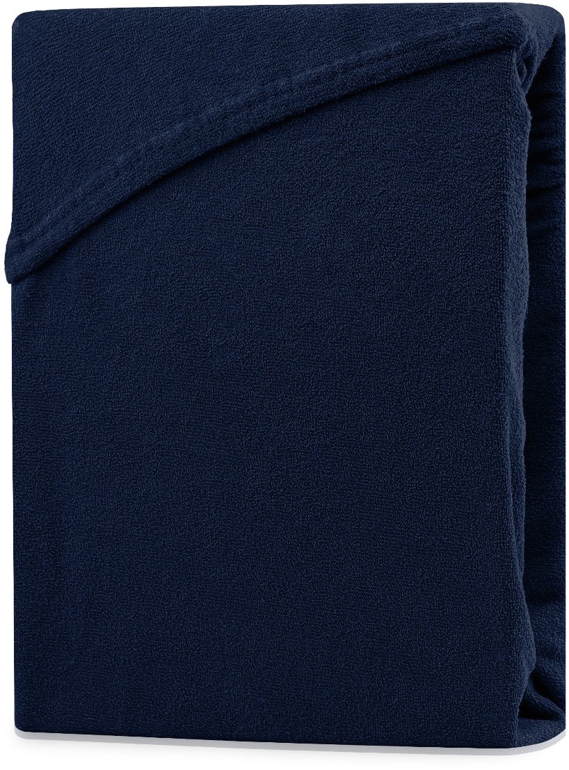 AmeliaHome AmeliaHome  Prześcieradło z gumką Frotte Granatowe RUBY 220-240x220+30 cm