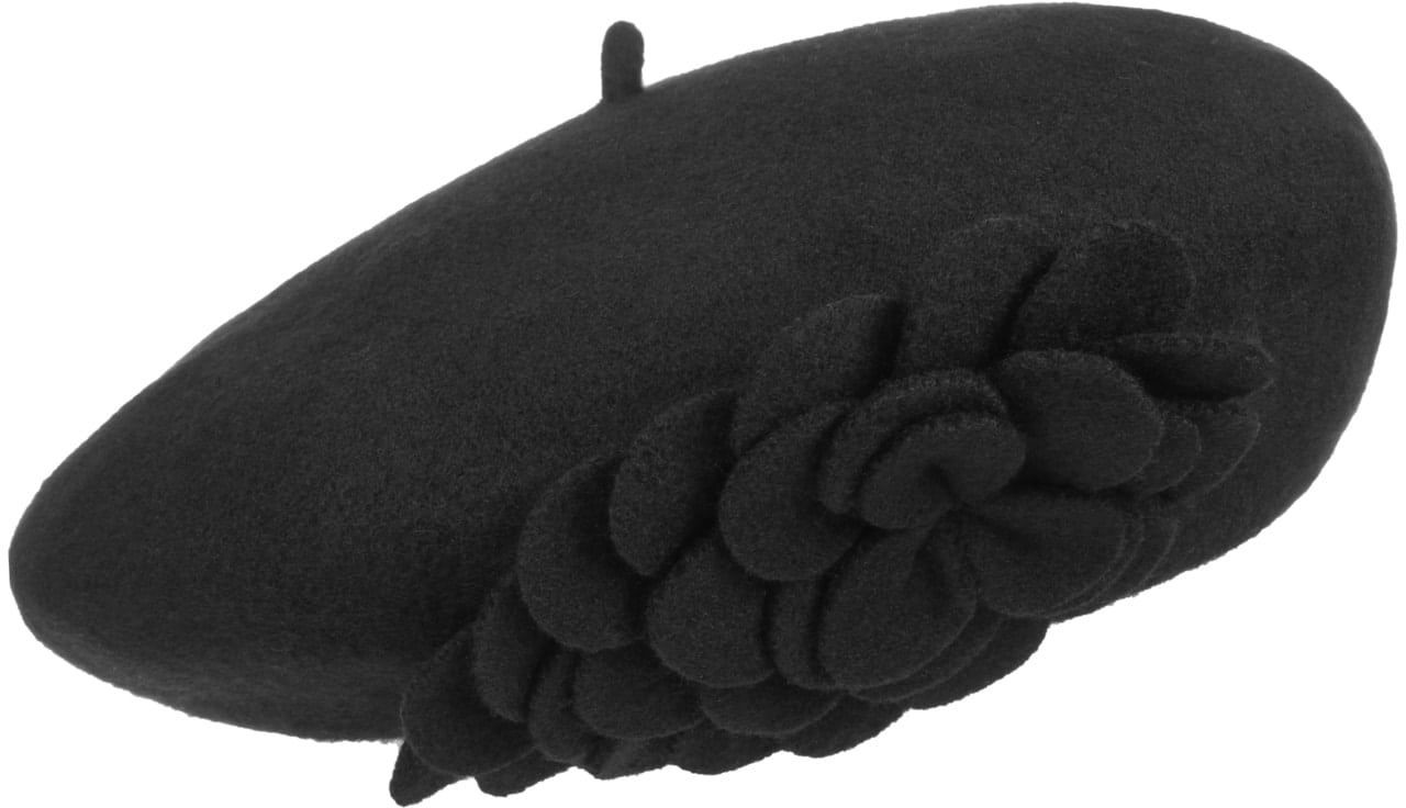 Beret Baskijski Agris Flower by Lierys, czarny, One Size