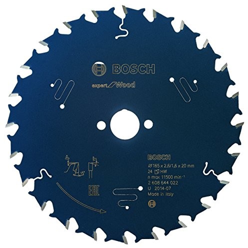 Bosch Professional Bosch ostrze do piły tarczowej Expert zapewnia drewniane, 165 X 20 X 2,6 MM, liczba zębów 24, 1 sztuki, 2608644022 2608644022