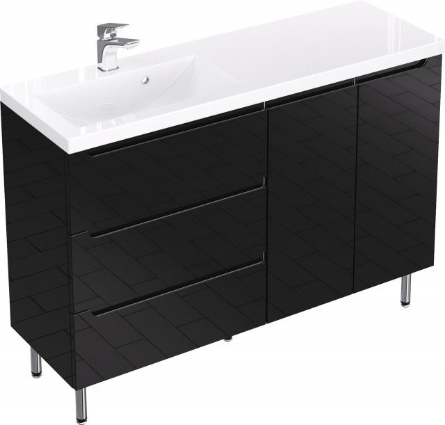 Furni Szafka z Umywalką Stojąca ETHOS 120 cm SZ D L BLACK ETHC UM ST 120 SZ D L