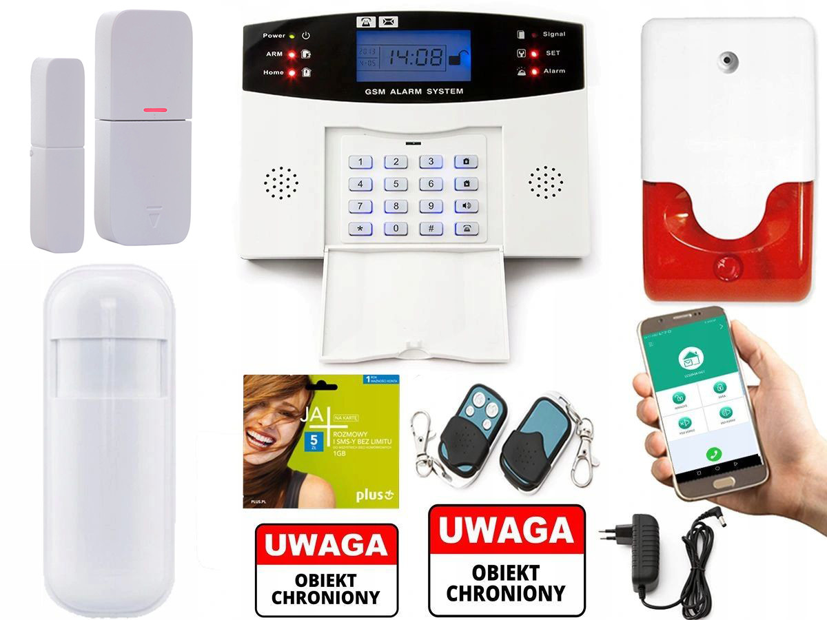 Bezprzewodowy Alarm LCD Gsm App Syreny Polski