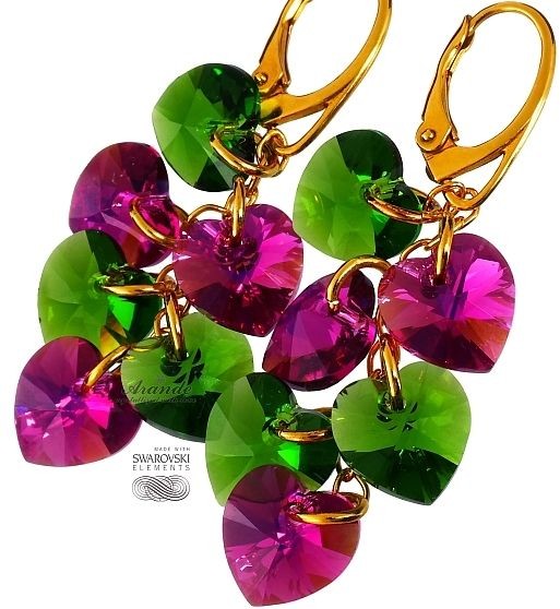 Swarovski piękne długie kolczyki ZŁOTE SREBRO