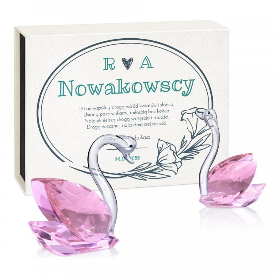 Murrano Kryształowe Łabędzie dla Pary na Ślub Rocznicę KRSZ-LB-026