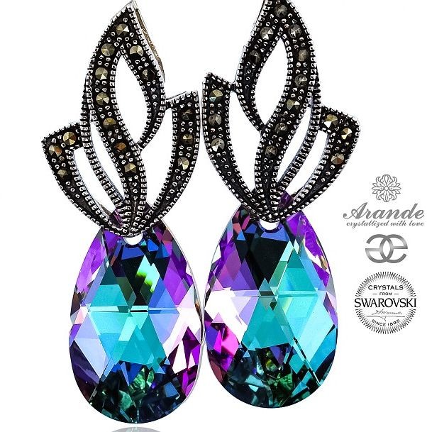 Swarovski UNIKAT kolczyki VITRAIL ADMIRE SREBRO