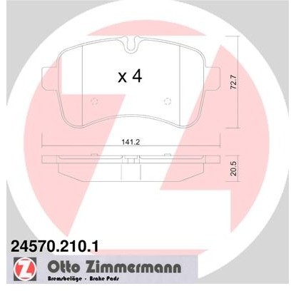 ZIMMERMANN Zestaw klocków hamulcowych, hamulce tarczowe 24570.210.1