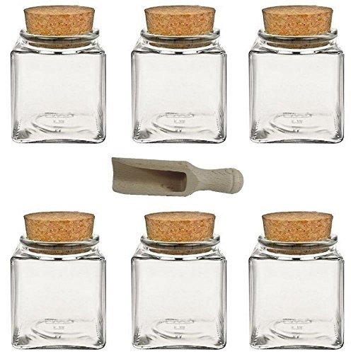 Viva Haushaltswaren pojemniki na przyprawy ze szkła, z zamknięciem z korka, przyprawniki, słoiki na przyprawy, sól itp.  wielokrotnego użytku, 200 ml #18217#