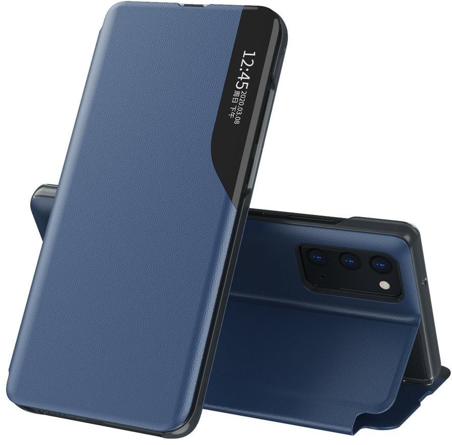 Eco Hurtel Leather View Case elegancki futerał etui z klapką i funkcją podstawki Samsung Galaxy A02s niebieski