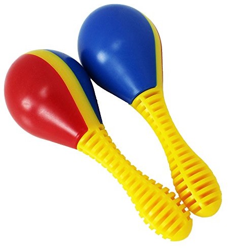 A-Star A-Star plastikowe małe dłonie marakasy niebieskie i czerwone - para - 13 cm shaker, instrument rytmowy edukacyjny dla dzieci AP5101