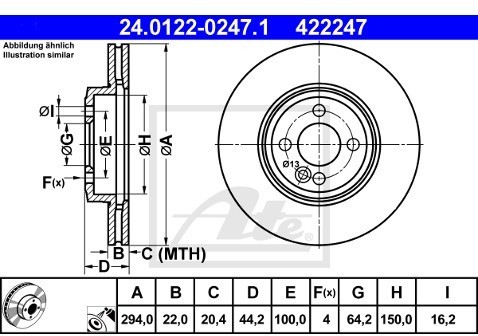 ATE TARCZA HAM 24.0122-0247.1 MINI ROADSTER R59 COOPER S 12-  24.0122-0247.1