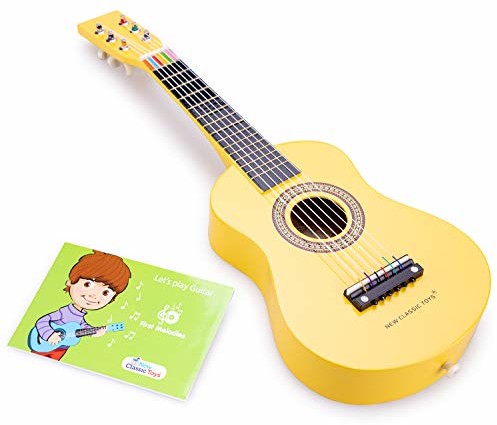 New Classic Toys - 10343 - instrument muzyczny - zabawka gitara drewniana - żółta
