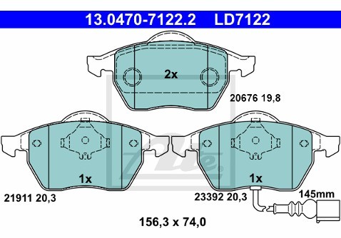 ATE Klocki hamulcowe - komplet 13.0470-7122.2