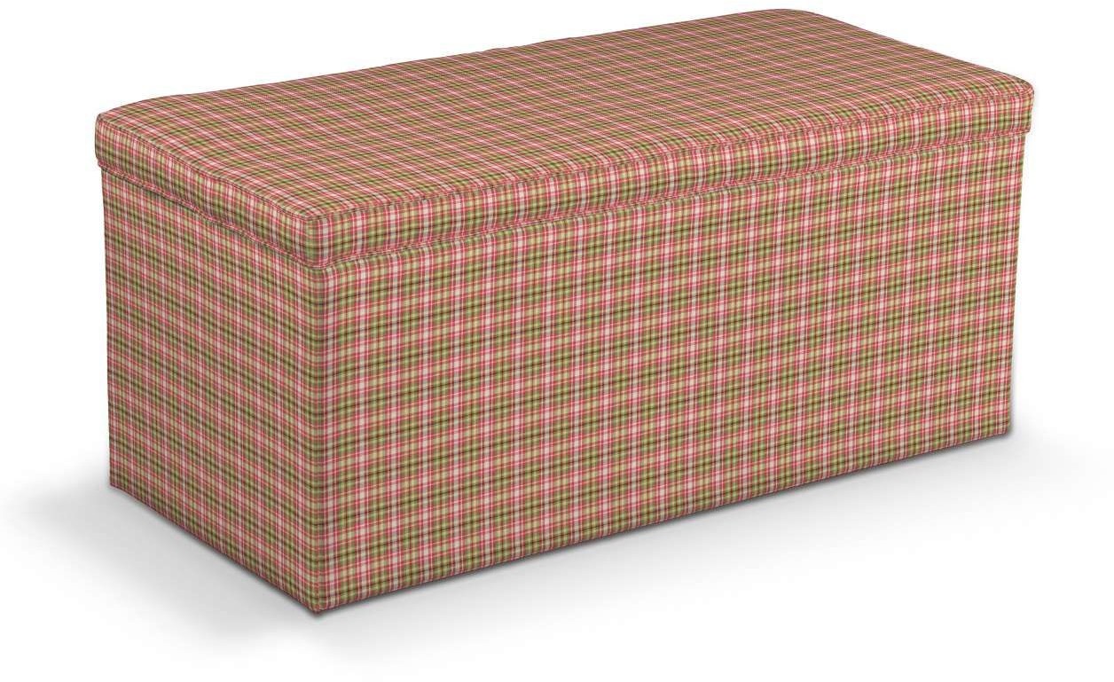 Dekoria Skrzynia tapicerowana czerwony zielony krata 90x40x40 cm Bristol 525-126-29