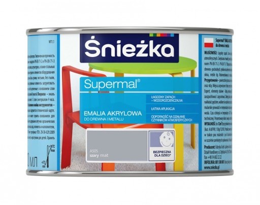 Zdjęcia - Farba / emalia Sniezka Farba emaliowa Supermal akrylowy A505 szary MAT 0,4 l Śnieżka 