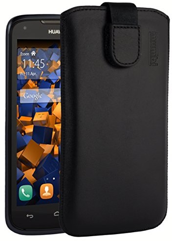 Mumbi Prawdziwe skórzane etui kompatybilne z Huawei Ascend Y520 / Y540 etui skóra pokrowiec Case Wallet, czarny Ascend Y520 / Y540