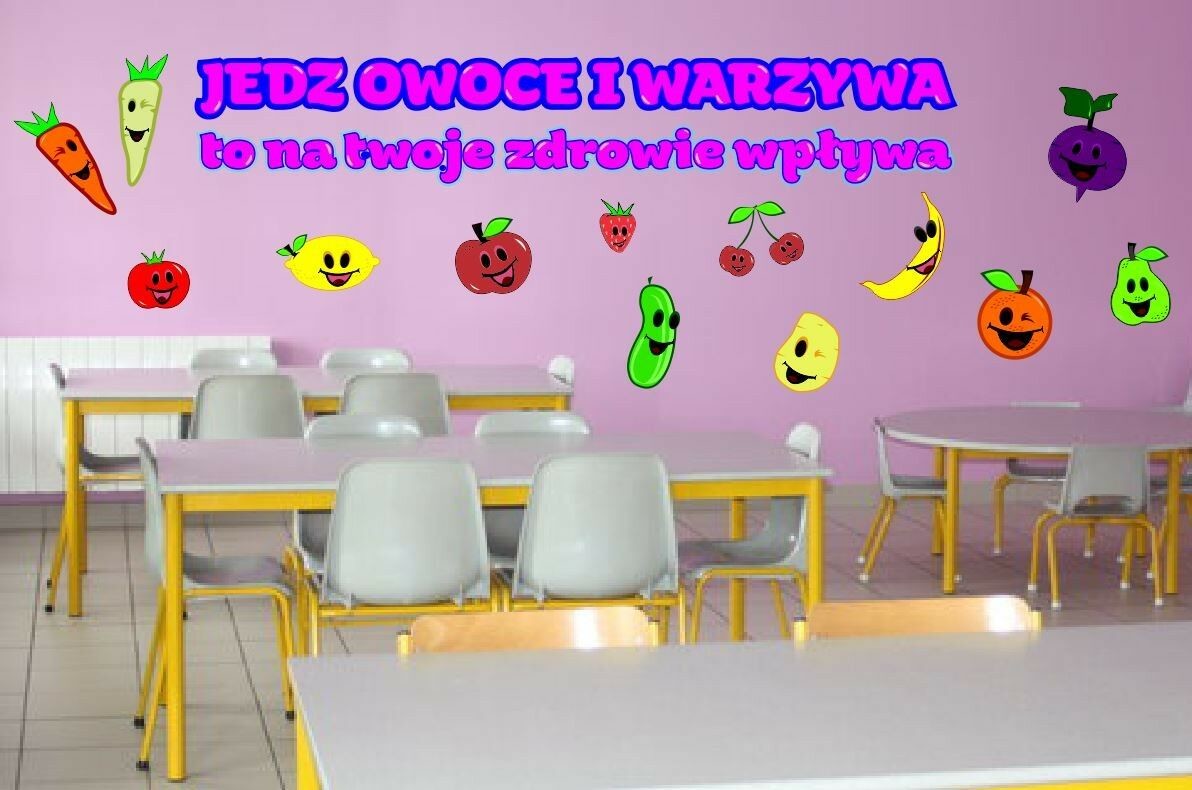 Naklejka: Jedz owoce i warzywa to na twoje zdrowie wpływa ED075