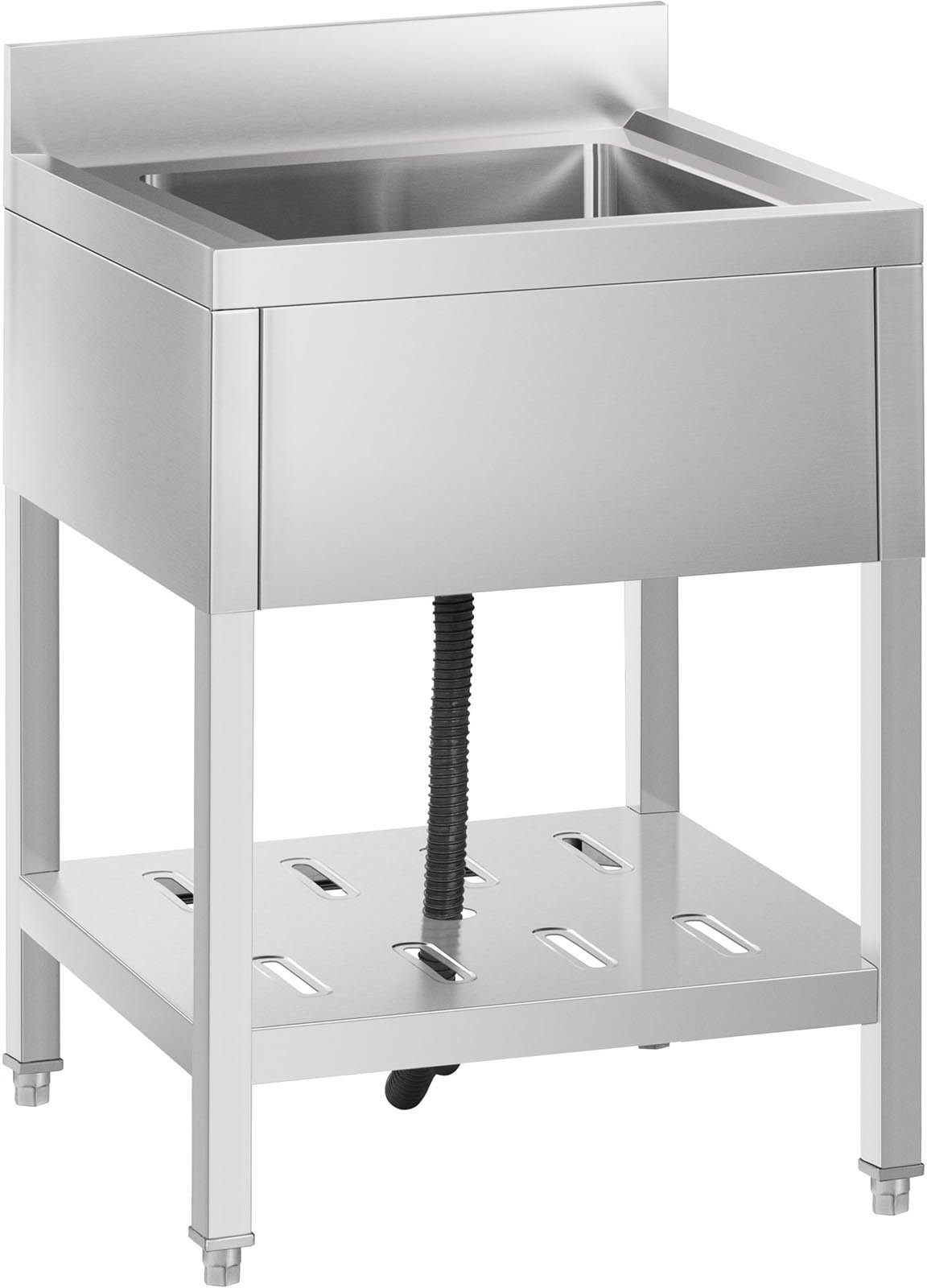 Royal Catering Catering Stół ze zlewem - półka - 1 komora - rant RCSSS-60X60-S - 3 LATA GWARANCJI RCSSS-60X60-S