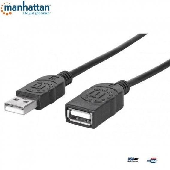 Manhattan Kabel przedłużający USB USB 2.0 A-A M/F, 3m, czarny 364898