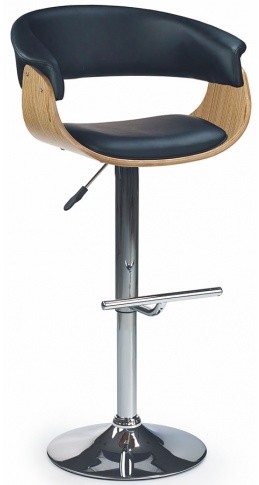 Hoker Obrotowy Czarny Tapicerowany Z Oparciem M9-G12