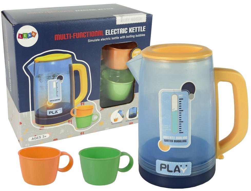 LEANToys Elektryczny Czajnik Niebieski Świeci Gra Dźwięki Na Wodę 9417