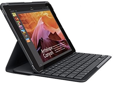 Logitech Slim Folio zintegrowany klawiatura Bluetooth dla tabletu iPad 9,7 cala (5th Generation), czarny 920-008622