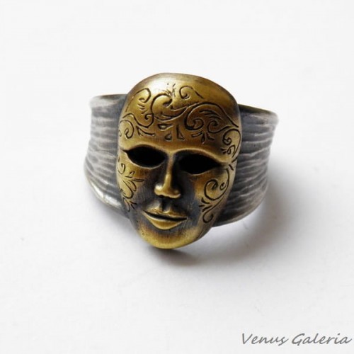 Skagen Pierścionek srebrny z mosiądzem- Maska Wenecka 1895