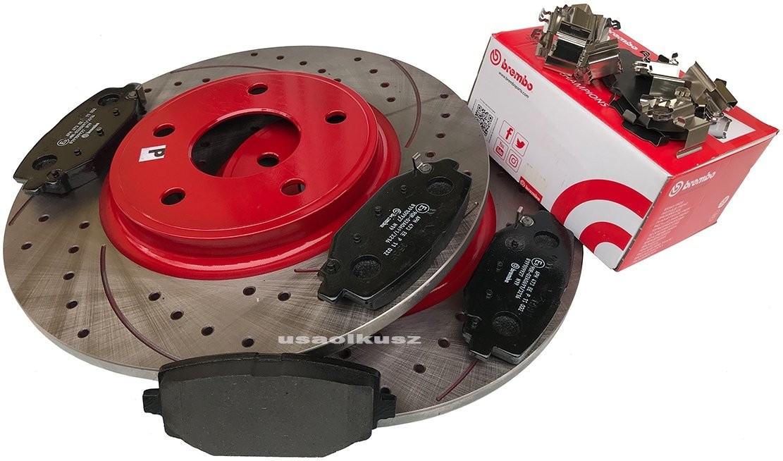 BREMBO Tylne klocki WIERCONE tarcze hamulcowe 328mm RED Chrysler Town Country 2012 2529S+P11032