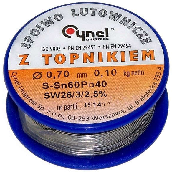 Spoiwo lutownicze 0,10 kg na szpulce 0,7 mm 60%