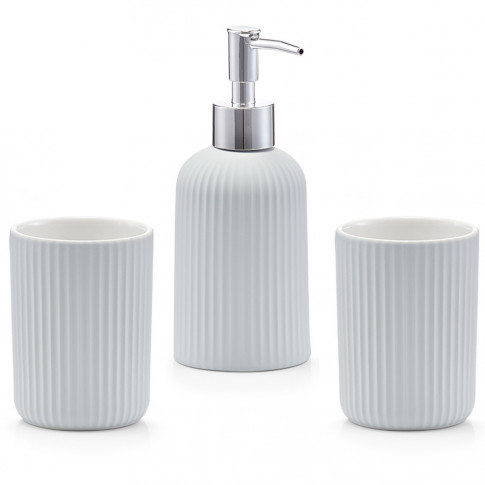 Zeller GRAU 3-CZĘŚCIOWY ZESTAW AKCESORIÓW ŁAZIENKOWYCH 280 ML CERAMIKA 18766