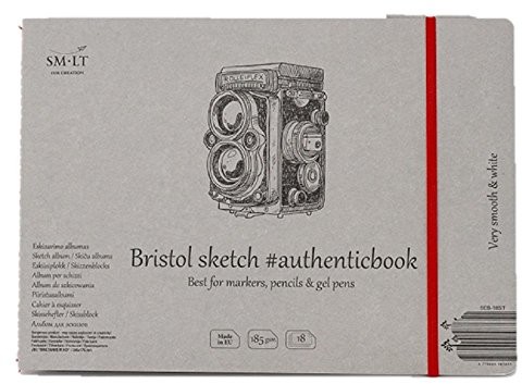SMLT smlt 5EB-18st Authentic Line 245 X 176 MM szyta szkicownik authenticbook, 185 GSM wyjątkowo Biały papier i gładkie Bristol, 18 arkuszy 5EB-18ST