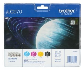 Brother Zestaw tuszy Brother LC970VALBP oryginał LC-970VALBP zawiera cmybk LC970C LC970M LC970Y LC970BK 3 x 6.1 ml 1 x 13.7 ml czarny niebieski czerwony żółty LC970VALBP