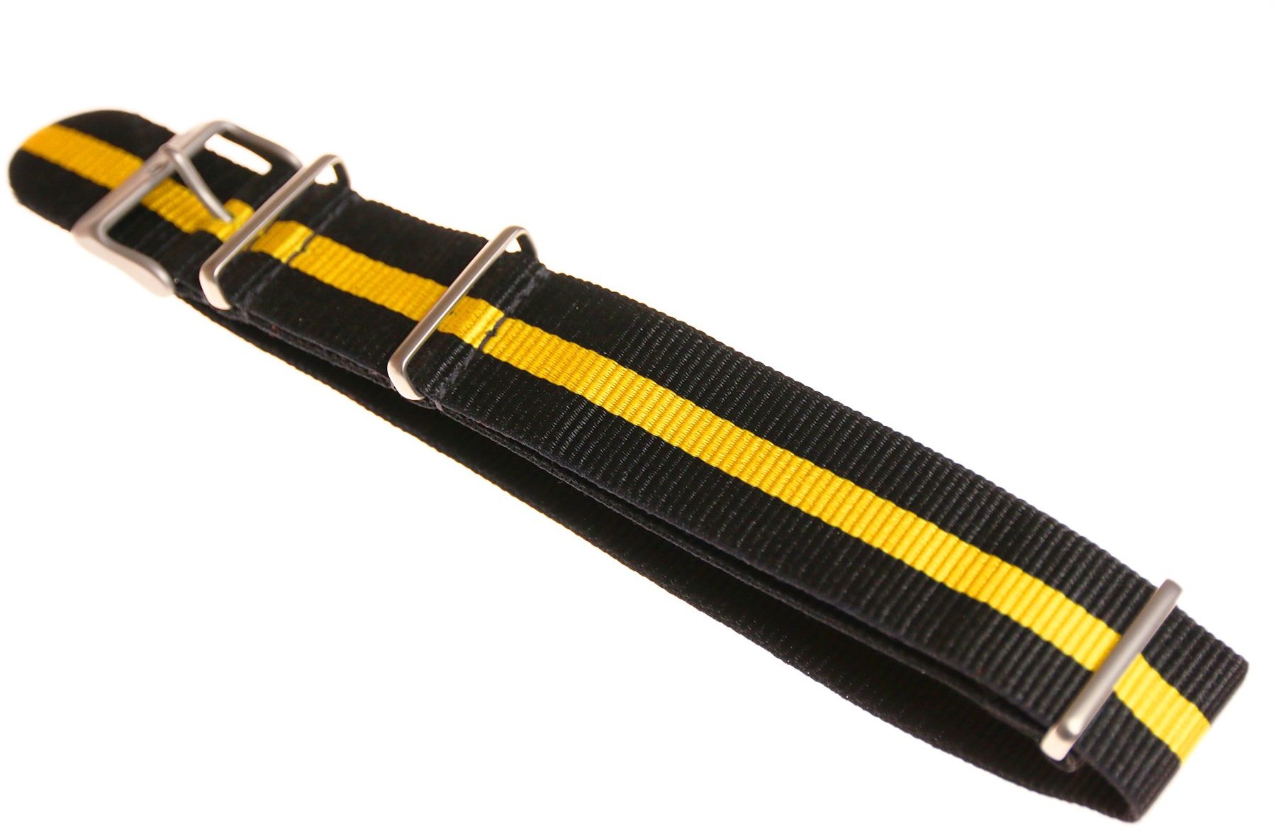 VOSTOK EUROPE Pasek do zegarka Vostok EuropePasek Expedition Nylon 5196) czarny z żółtym środkiem matowa klamra > GRATIS