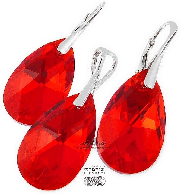 Arande NOWE SWAROVSKI czerwony komplet SREBRO 700258